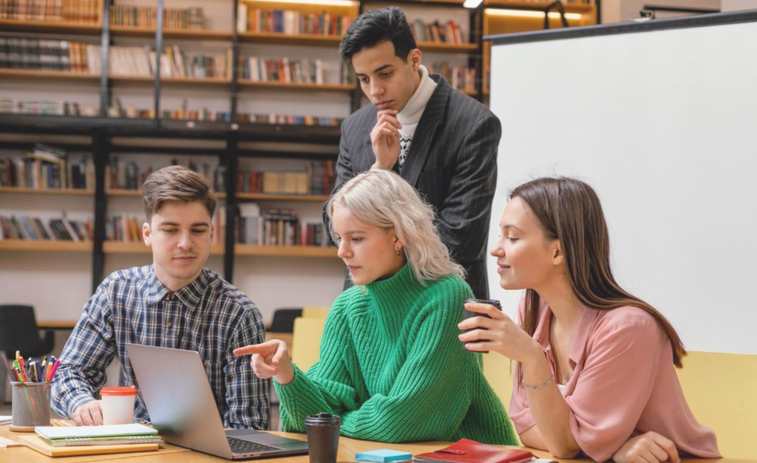 Finance team collaborating on budget presentation materials